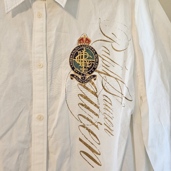 Lauren Ralph Lauren White Logo Button Down Casual Shirt Size 2X. - Picture 7 of 13